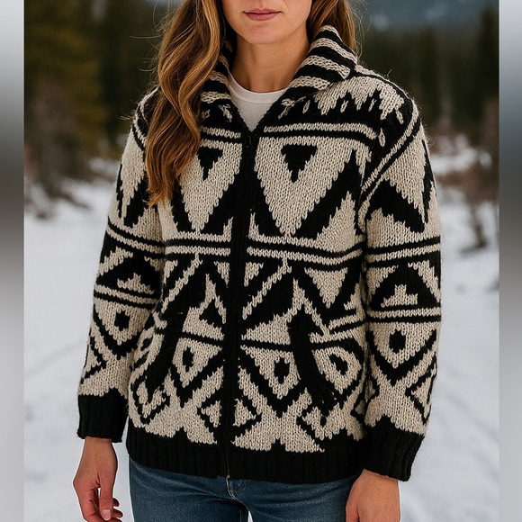 Lost Horizons Wool Handknit Chunky Knit Cardigan Sweater NWT Size XXS Cowichan - Picture 12 of 12